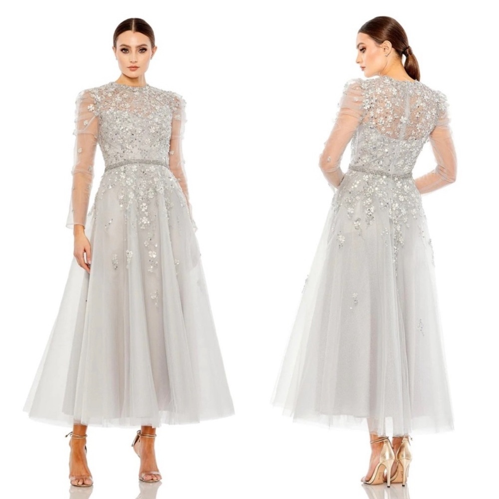 Mac Duggal Embellished Gathered Long Sleeve A-Line Gown, 20444